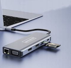 ZENWIRE Adapter Hub 12In1 Usb-C 2X Hdmi Vga Usb Jack Sd Lan