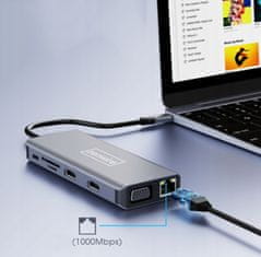 ZENWIRE Adapter Hub 12In1 Usb-C 2X Hdmi Vga Usb Jack Sd Lan