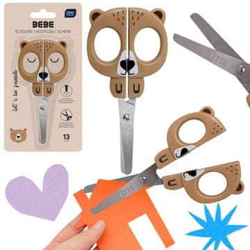 sarcia.eu Otroške škarice z ročajem v obliki medvedka, šolske, varne za otroke, 13 cm BEBE Friends Girls 3+
