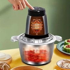 HOME & MARKER® Električni sekljalnik hrane 2 hitrosti, inox posoda, za meso in zelenjavo | MINCBOWL
