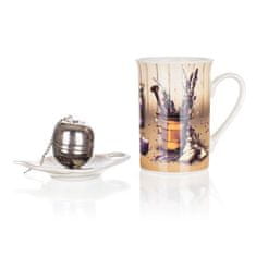 Banquet Vrč 340ml LAVENDER, keramični podstavek, set čajnikov iz nerjavečega jekla 3 kosi.