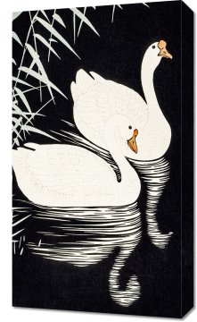 Zakito Posters Slika 40x70 cm Bele kitajske gosi, Koson Japonski Vintage za dnevno sobo