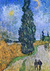 Zakito Posters Plakat 50x70 cm Cesta s cipreso in zvezdo, Van Gogh Vintage