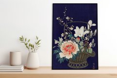 Zakito Posters Plakat 40x60 cm Košara za rože iz bambusa, Koson Japonski Vintage za dnevno sobo