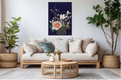 Zakito Posters Plakat 40x60 cm Košara za rože iz bambusa, Koson Japonski Vintage za dnevno sobo