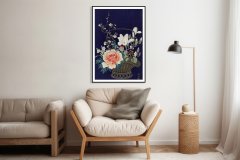 Zakito Posters Plakat 40x60 cm Košara za rože iz bambusa, Koson Japonski Vintage za dnevno sobo