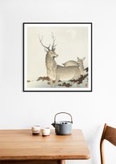 Zakito Posters Plakat 50x50 cm Par jelenov, Koson Japonski Vintage za dnevno sobo