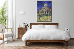 Zakito Posters Plakat 50x70 cm Cerkev v Auversu, Van Gogh Vintage za dnevno sobo