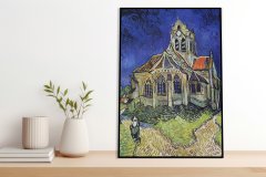Zakito Posters Plakat 50x70 cm Cerkev v Auversu, Van Gogh Vintage za dnevno sobo