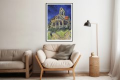 Zakito Posters Plakat 50x70 cm Cerkev v Auversu, Van Gogh Vintage za dnevno sobo