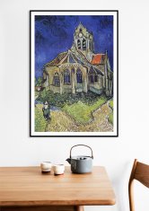 Zakito Posters Plakat 50x70 cm Cerkev v Auversu, Van Gogh Vintage za dnevno sobo