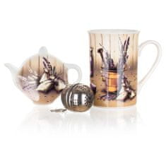 Banquet Vrč 340ml LAVENDER, keramični podstavek, set čajnikov iz nerjavečega jekla 3 kosi.