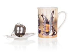 Banquet Vrč 340ml LAVENDER, keramični podstavek, set čajnikov iz nerjavečega jekla 3 kosi.