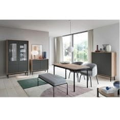 KONDELA Vitrina Bergen BWT54 - Jackson Hickory hrast / grafit / črna