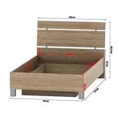 KONDELA Posteljni okvir s prostorom za shranjevanje Luna 120 - hrast