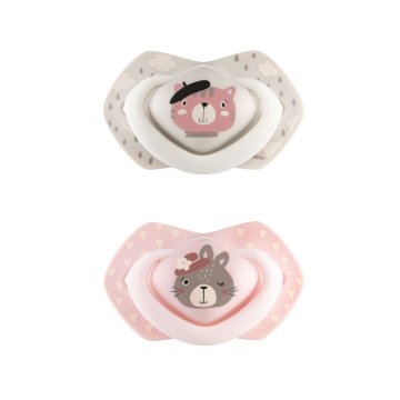 Canpol babies Komplet simetričnih silikonskih dude 18m+ Bonjour Paris roza