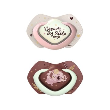 Canpol babies Komplet simetričnih silikonskih dudic Light touch 0-6m Sleepy koala roza
