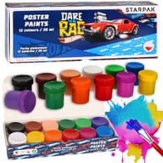 Hot Wheels Hot Wheels Plakatne barve za slikanje, plakatne barve za šolo 12 BARV 20 ml v kozarčkih 3+ 