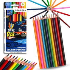 Hot Wheels Hot Wheels Svinčniki za šolo, leseni trikotni svinčniki 12 BARV STARPAK 
