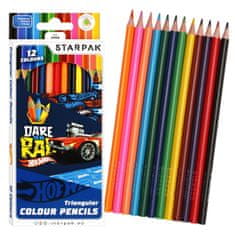 Hot Wheels Hot Wheels Svinčniki za šolo, leseni trikotni svinčniki 12 BARV STARPAK 