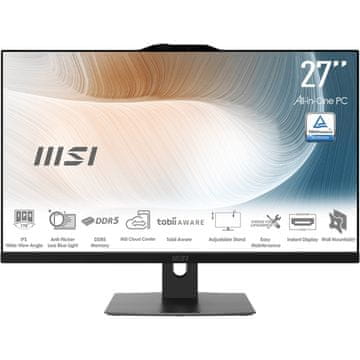 MSI Računalnik Modern AM272P 1M-1221XEU Core 7 / 16GB / 1TB SSD / 27" FHD / Windows 11 Pro / črn - nastavljiv po višini