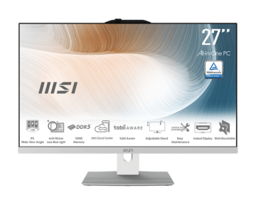 MSI Računalnik Modern AM272P 1M-1222XEU Core 7 / 16GB / 1TB SSD / 27" FHD / NoOS / bel - nastavljiv po višini