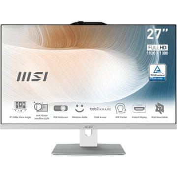 MSI Računalnik Modern AM272P 12M-1200XEU i5 / 8GB / 500GB SSD / 27" FHD / NoOS / bel - nastavljiv po višini