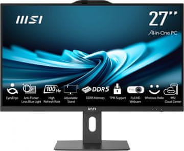 MSI Računalnik PRO AP272P 14M-886XEU i7 / 16GB / 1TB SSD / 27" FHD / NoOS / črn - nastavljiv po višini
