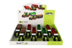 Teddies Traktor z vlečno plastiko 24 cm na vztrajniku 4 vrste