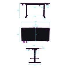 Ultradesk igralna miza LEVEL V2, 140x68cm, 72-117cm, električno nastavljiva višina