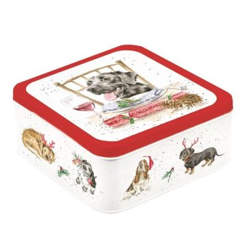 Kositrna božična škatla Wrendale Designs "Santa's Little Helpers" - psi