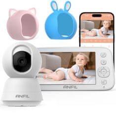 ANFIL ANFIL Otroški Video Monitor s Kamero – 5" Zaslon, Nočni Vid, Dvosmerni Zvok, Senzor Temperature, VOX Način, Kamera za Nadzor Dojenčka brez WiFi, Brezžična Notranja Kamera, Baby Monitor