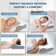 Netscroll Ergonomski anatomski vzglavnik iz spominske pene, 20% več pene, 50*30cm, snemljiva hipoalergena pralna prevleka, odlična podpora vratu, ramen in hrbta, hranljiv in globok spanec, MemoryPillow