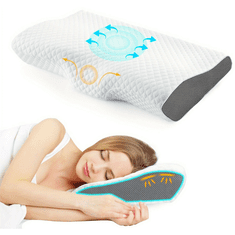 Netscroll Ergonomski anatomski vzglavnik iz spominske pene, 20% več pene, 50*30cm, snemljiva hipoalergena pralna prevleka, odlična podpora vratu, ramen in hrbta, hranljiv in globok spanec, MemoryPillow