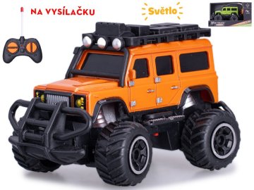 R/C terensko vozilo 14 cm 1:43 27 MHz polno delujoča baterija z lučko - mešanica barv (oranžna, zelena)