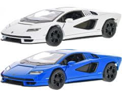 Kinsmart Lamborghini Countach 12,5 cm 1:38 kovinski reverz - mešanica barv (modra, bela, rdeča, rumena)
