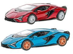 Kinsmart Avto Lamborghini Sián 12,5 cm 1:40 kovinski reverz - mešanica barv (modra, rdeča, kaki, oranžna)