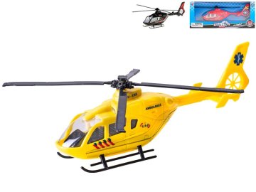 Helikopter 21 cm kovinski 1:72 - mešanica barv (rumena, rdeča, črna)