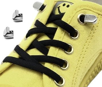 Camerazar Elastične vezalke za čevlje s kovinskim sponko, dolžina 97 cm, črne