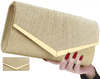 Camerazar Elegantna dameska večerna torbica s bleščicami, zlata, sintetični material, 25,5x13 cm