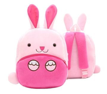 Camerazar Dječji plišani ruksak za vrtić Zeko, ružičasti, poliester, 26x24x10 cm