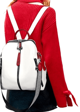 Camerazar Velikanska ženska retro nahrbtnik, bela kakovostna umetna koža, 30x28x12 cm