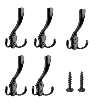 Camerazar Univerzalni obešalniki iz cinkove zlitine, črni, 5 kosov, dolžina 13 cm