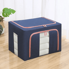 Camerazar Velik Popolnik za Oblačila in Odeje, Modra, Močan Material + Kovinska Okvir, 50x40x33 cm