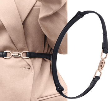 Camerazar Eleganten ženski pas iz naravne kože, zlat spona, širina 1,4 cm - dolžina 95 cm