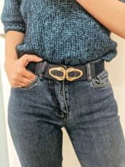 Camerazar Eleganten Ženski Elastični Pas, Zlata Sponka, Sintetični Material, 65-95x4 cm