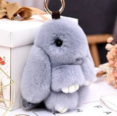 Camerazar Velikanski krzneni obesek s pompom KING Rabbit, siva, 18-19 cm