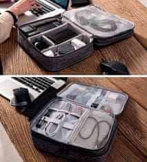 Camerazar Potovalni organizator za kable in polnilce, dvoplasten, vodoodporen poliester 900D, 27x20x10 cm