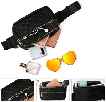 Camerazar Črna vodoodporna ženska ledvena torba za ramo s paščkom