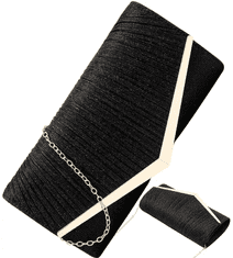 Camerazar Elegantna ženska večerna brokatna torbica čez ramo, črna, sintetični material, 25,5 x 13 cm